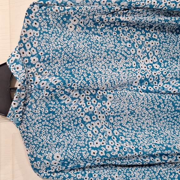 Caffe Marrahesh chiffon quarter pullover tunic shirt ¾ sleeve - L - blue - Picture 8 of 10